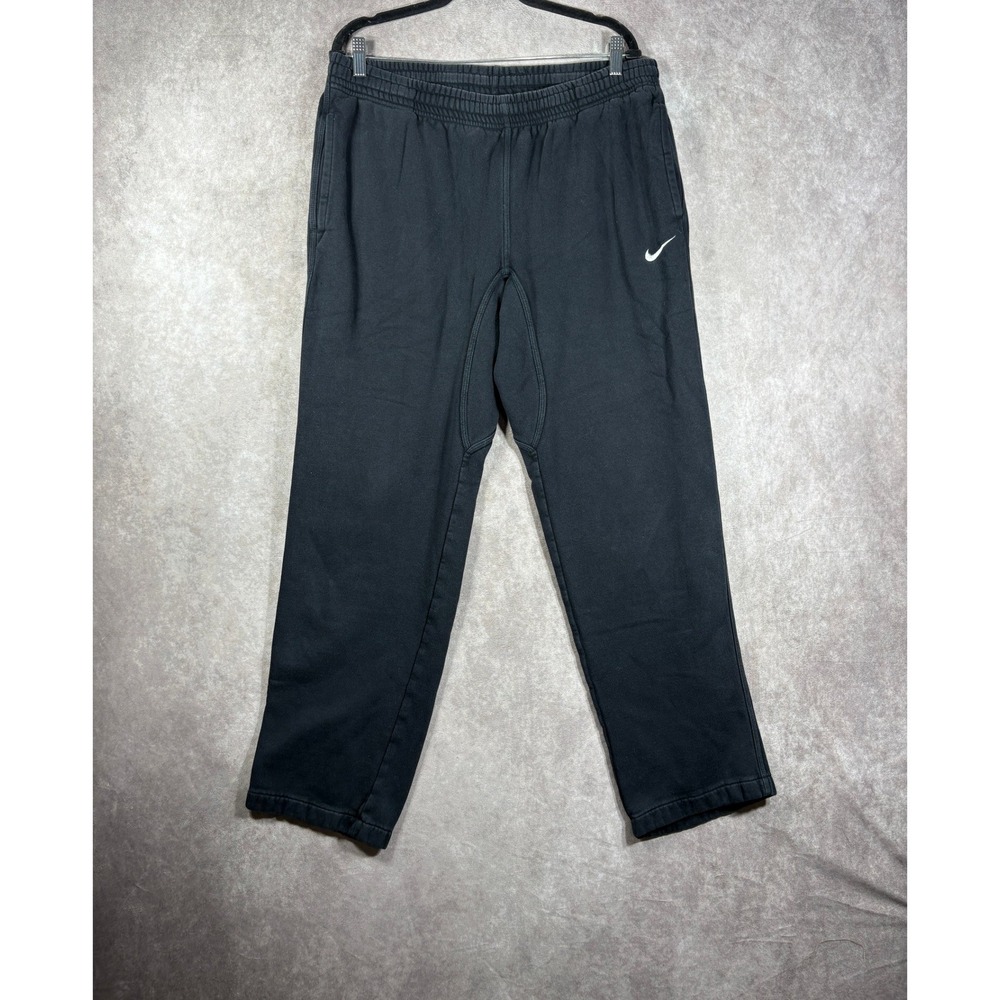 Nike Sweatpants Mens Large Black Fleece Loose Fit Embroidered Swoosh Active Gym